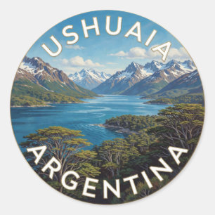 Adesivo Redondo Paisagem do Canal Beagle Ushuaia Argentina