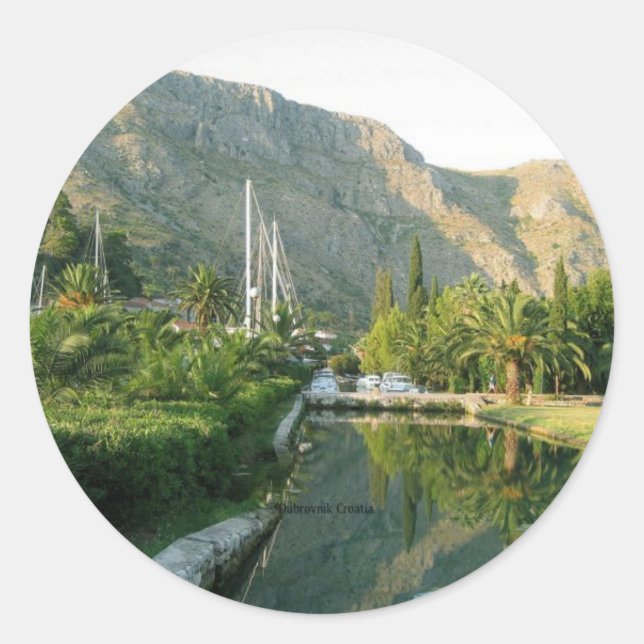 Adesivo Redondo Paisagem Dubrovnik Croácia (Frente)