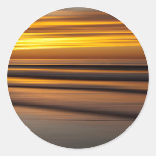 Adesivo Redondo Paisagem marinha abstrata ao pôr do sol, CA