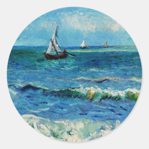 Adesivo Redondo Paisagem Marinha em Les Saintes-Maries Arte Fina