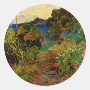 Adesivo Redondo Paisagem Martinica de Paul Gauguin (1887)