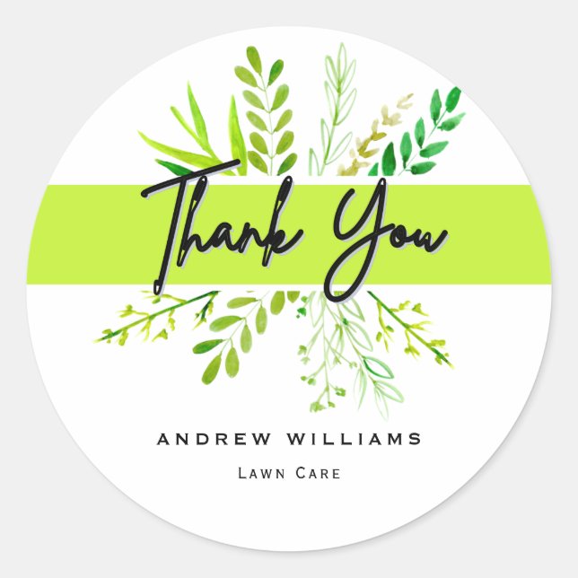 Adesivo Redondo Paisagem moderna do tratamento de grama (Frente)