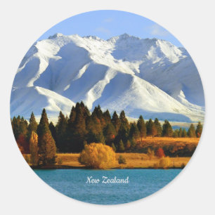 Adesivo Redondo Paisagem Montanhosa da Nova Zelândia