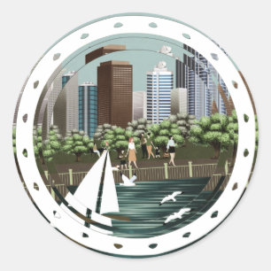 Adesivo Redondo Paisagem urbana