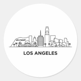 Adesivo Redondo Paisagem Urbana de Los Angeles Minimalista Arte de