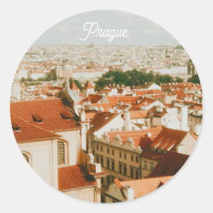 Adesivo Redondo Paisagem Urbana de Praga Souvenir