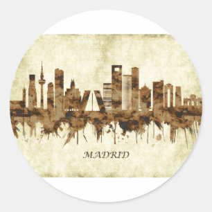 Adesivo Redondo paisagem urbana Espanha de Madrid
