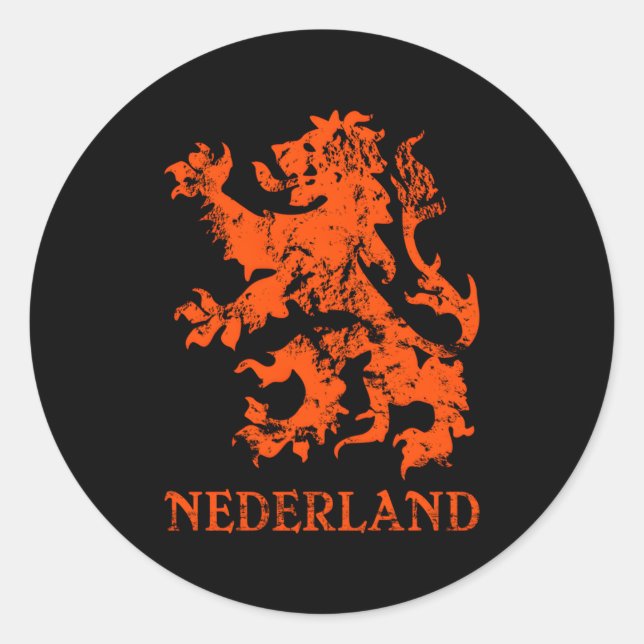 Adesivo Redondo Países Baixos Nederland Dutch Lion (Frente)