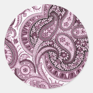 Adesivo Redondo Paisley cor-de-rosa