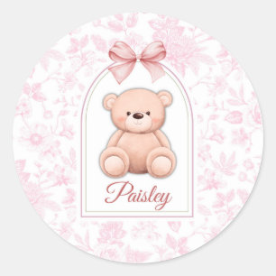 Adesivo Redondo Paisley Design de Enfermeiro de Urso Rosa Person