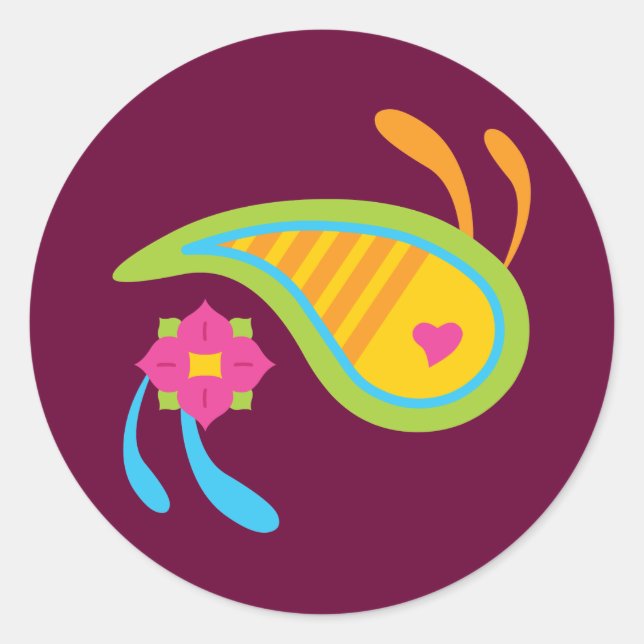 Adesivo Redondo Paisley Fun (Frente)