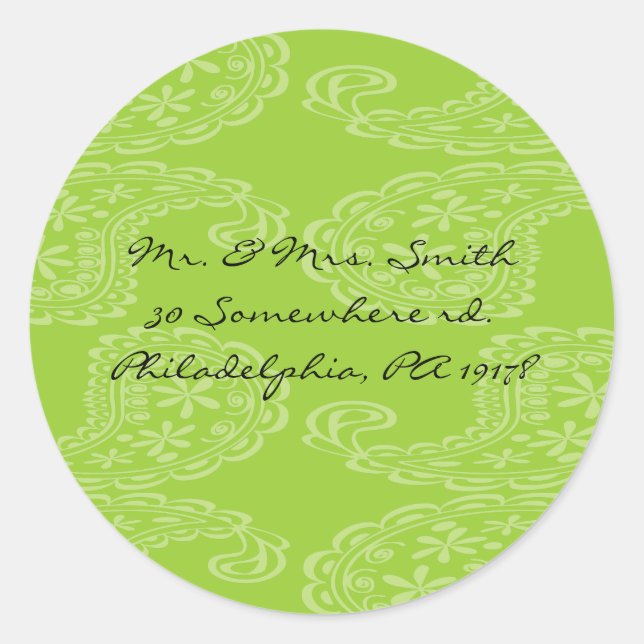 Adesivo Redondo Paisley Happy Birthday Party Sticker Seal verde (Frente)