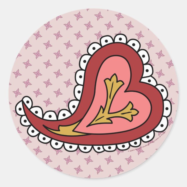 Adesivo Redondo Paisley Heart Sticker (Frente)