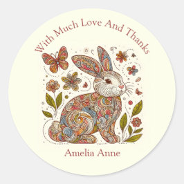 Adesivo Redondo Paisley Rabbit "Com Muito Amor" Obrigado
