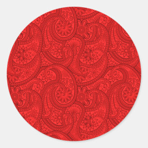 Adesivo Redondo Paisley vermelho