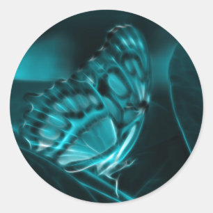 Adesivo Redondo Paixão da meia-noite, beijos azuis da borboleta