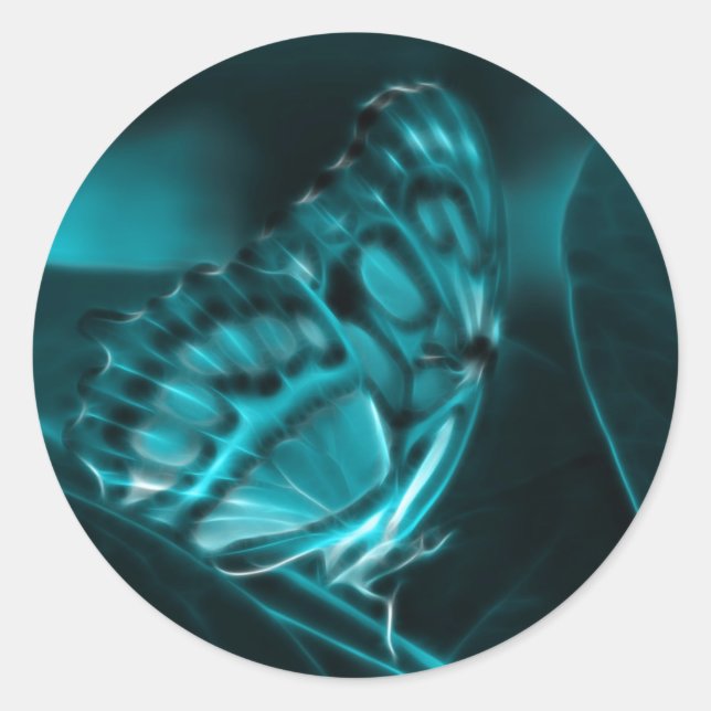 Adesivo Redondo Paixão da meia-noite, Beijos da Borboleta Azul (Frente)