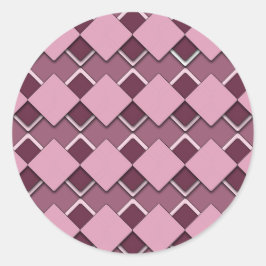 Adesivo Redondo Paixão Rosa Quadrado e Padrão Verificado em Diaman