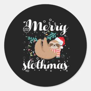 Adesivo Redondo Pajama De Natal De feliz Slothmas Para Amantes De 