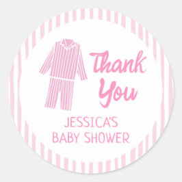Adesivo Redondo Pajamas Party Girl PJ Birthday Thank You