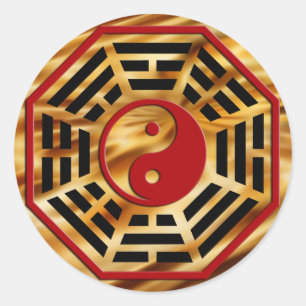 Adesivo Redondo PaKua   ondas laranja escuras