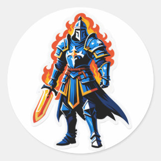 Adesivo Redondo Paladino do Inferno – Cavaleiro Flamejante