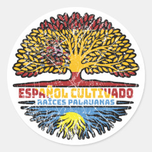 Adesivo Redondo Palau Palauan Espanha espanhola Bandeira Raiz