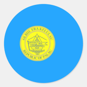 Adesivo Redondo Palauan Flag & Seal, Flag of Palau