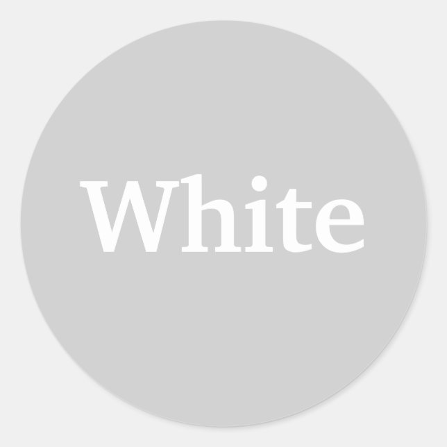 Adesivo Redondo Palavra branca colorida em Cinzas (Frente)