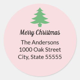 Adesivo Redondo Palavra de devolução da árvore de Natal verde, cor