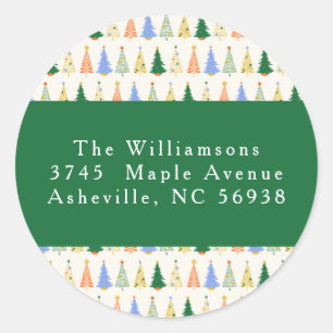 Adesivo Redondo Palavra de devolução verde verde em árvore de Nata