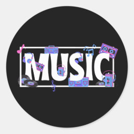 Adesivo Redondo Palavra De Música Com Música