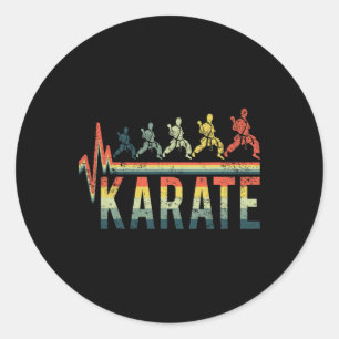 Adesivo Redondo Palavra do Coração Vintage Retro Caratê Kickboxing