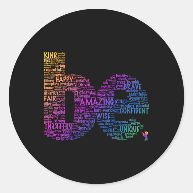 Adesivo Redondo Palavra Inspiradora Seja Incrível Letalidade Color (Frente)