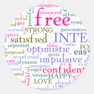 Adesivo Redondo Palavras animadoras inspiradoras inspiracionais