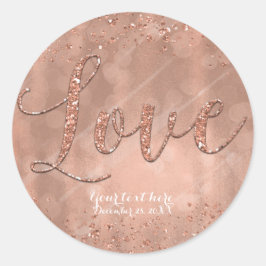 Adesivo Redondo Palavras de AMOR Tipo Rosa Glamour Brilho Dourado