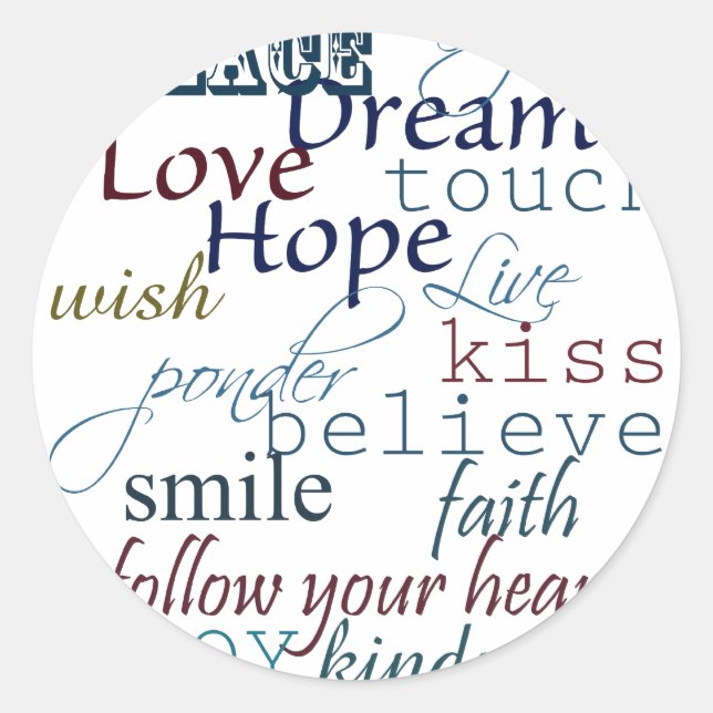 Adesivo Redondo Palavras de inspiração (Frente)