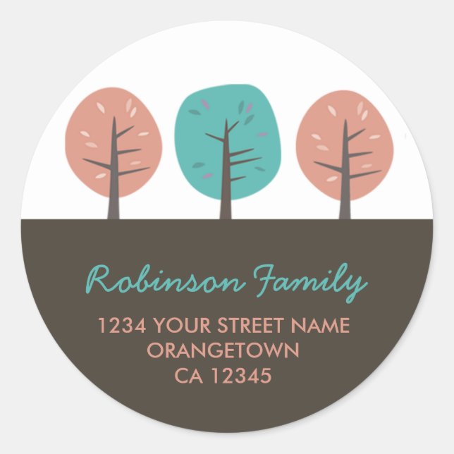 Adesivo Redondo Palavras de Retorno das Árvores Kitsch (Frente)