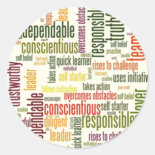 Adesivo Redondo Palavras Motivacionais #4 valores positivos (Frente)