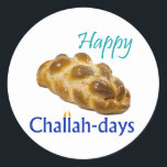 Adesivo Redondo Palavras-redondas felizes para o Challah<br><div class="desc">Celebrar os Challah-days! Trabalha para qualquer feriado judeu (exceto Passover e Yom Kippur... ).</div>