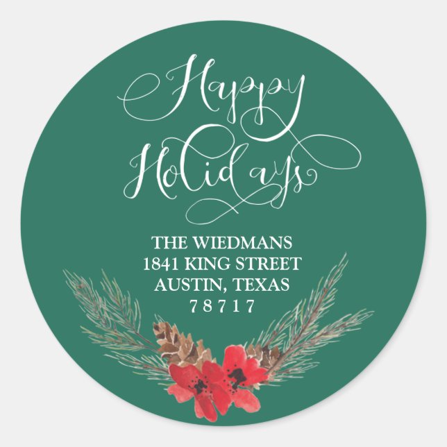 Adesivo Redondo Palavras verdes sobre feriados felizes (Frente)