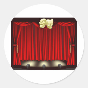 Adesivo Redondo Palco de teatro com máscaras