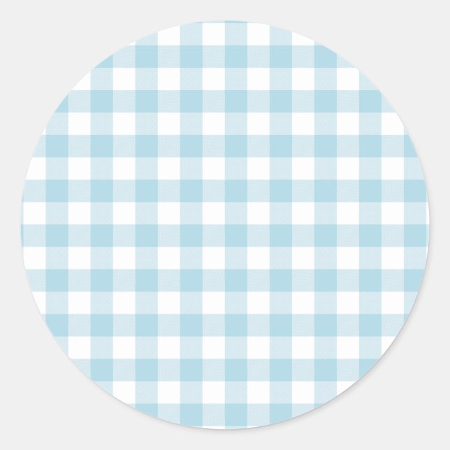 Adesivo Redondo Pale Blue Gingham (Frente)