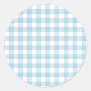 Adesivo Redondo Pale Blue Gingham