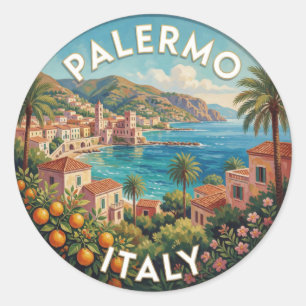 Adesivo Redondo Palermo Sicília Mediterrâneo Itália Viagem