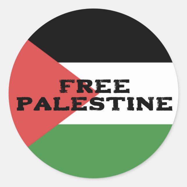 ADESIVO REDONDO PALESTINA GRATUITA SINALIZADA VERMELHO PRETO VERDE (Frente)