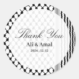 Adesivo Redondo Palestina Hatta Keffiyeh Obrigado Casamento