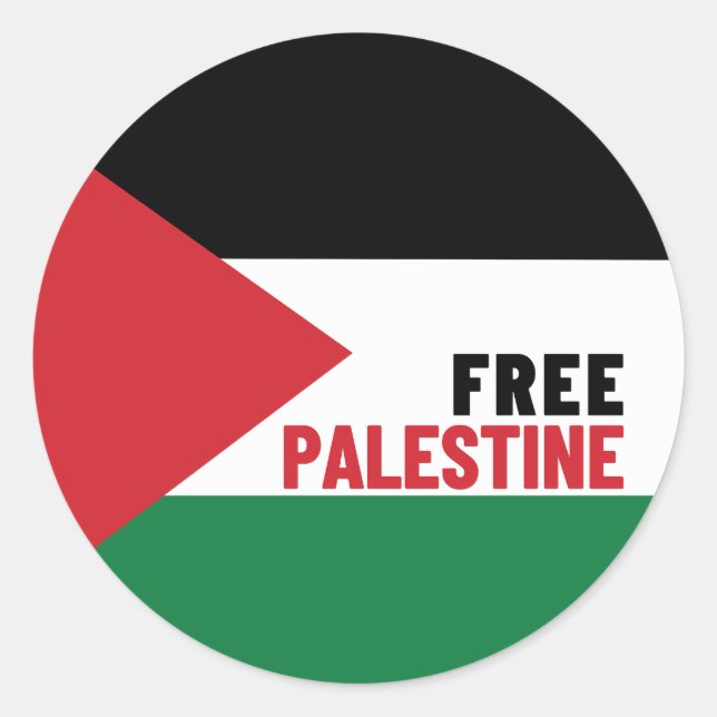 Adesivo Redondo Palestina livre | Bandeira da Palestina | Anti-Gue (Frente)
