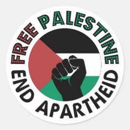 Adesivo Redondo Palestina Livre Termina Apartheid Bandeira Palesti