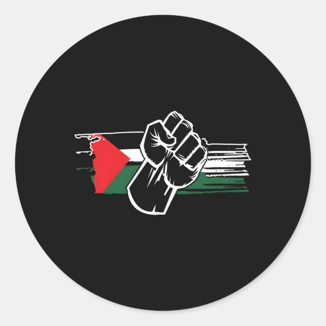 Adesivo Redondo Palestina - Polêmica Palestina - Bandeira Palestin (Frente)